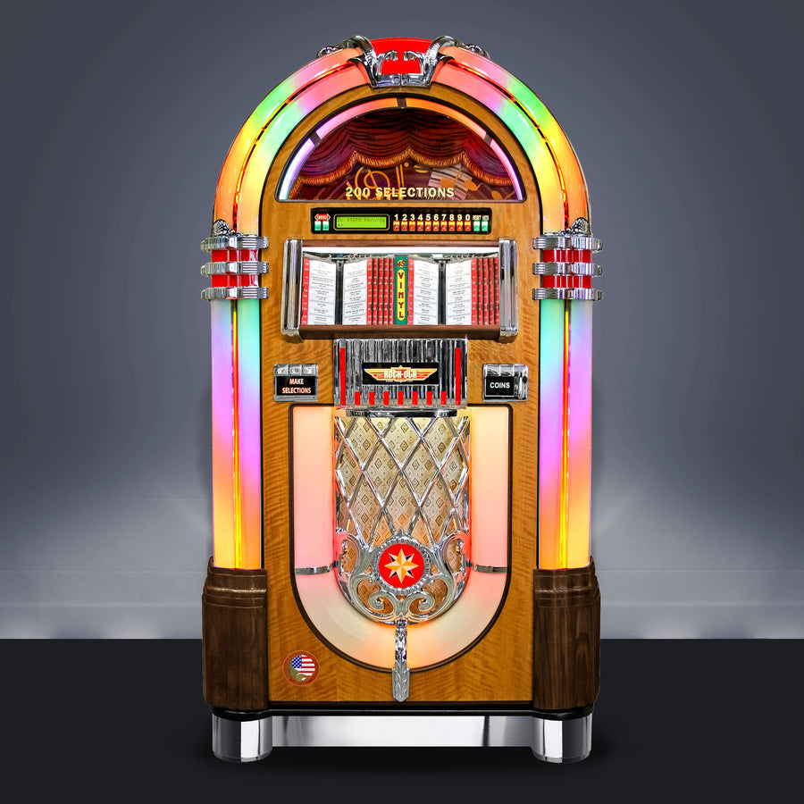 Rock-Ola Authentic Bubbler Vinyl 45 Jukebox Walnut